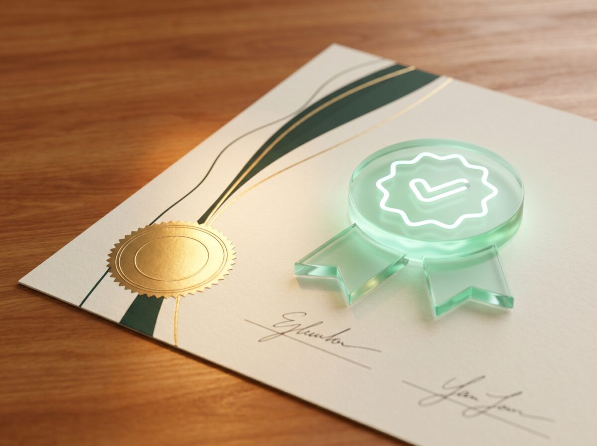 Course diploma signed by the tutor and the worker in Humano